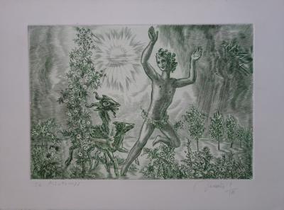 Albert DECARIS - Le Printemps, Aquarelle et gravure originale signée 2