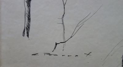 Gaston BARRET - Paysage d’hiver, Dessin original et gravure signée 2