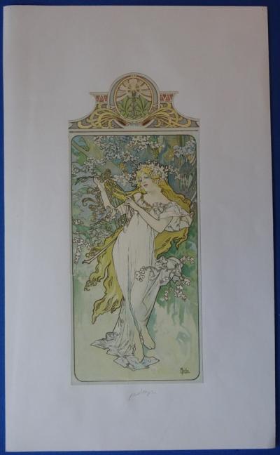 Alphonse MUCHA - Le printemps, Lithographie 2