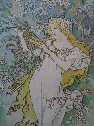 Alphonse MUCHA - Le printemps, Lithographie 2