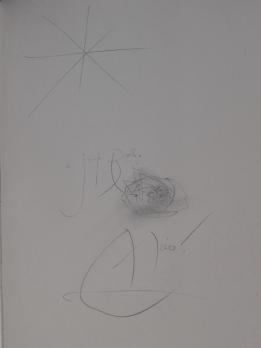 Joan MIRÓ  - Dessin & dédicace au crayon, Signé 2