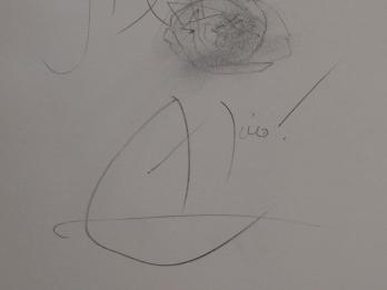 Joan MIRÓ  - Dessin & dédicace au crayon, Signé 2