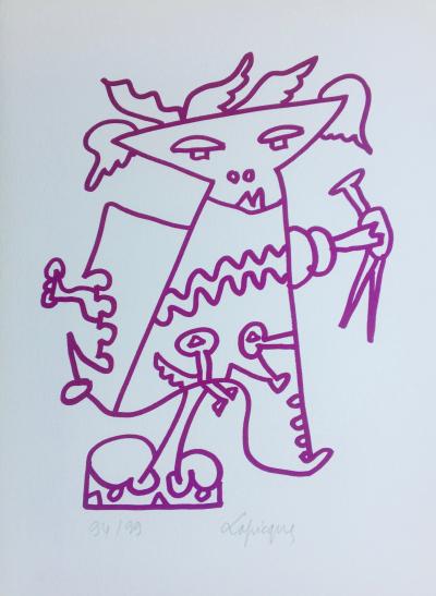 Charles LAPICQUE - Les reclus, 1967, Lithographie originale signée 2
