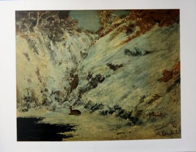 Gustave COURBET (dopo): Paesaggio innevato nel Giura - Litografia firmata 2
