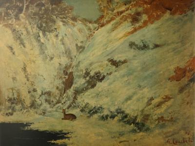 Gustave COURBET (d’après) : Paysage de neige dans le Jura - Lithographie signée 2