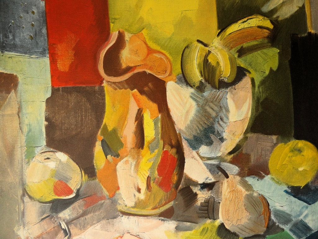 Charles DUFRESNE Table aux pommes et aux poires Lithographie signée