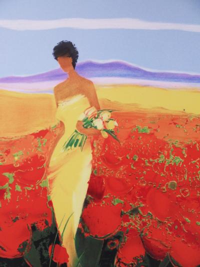 Emile Bellet Champ De Fleurs Coquelicots Signed Lithograph Contemporary Art Plazzart