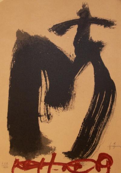 Antoni TAPIES - M.ojos y cruz, 1999, Lithographie 2