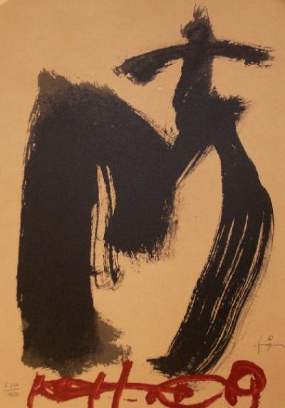 Antoni TAPIES - M.ojos y cruz, 1999 - Lithographie signée 2