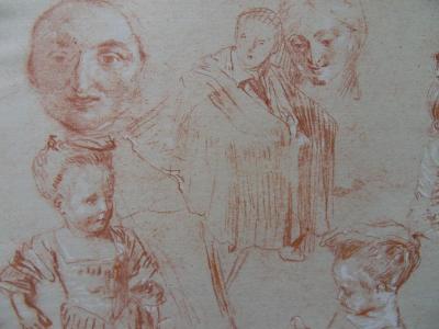 Antoine WATTEAU (d’après) - Croquis de fillette, Lithographie 2