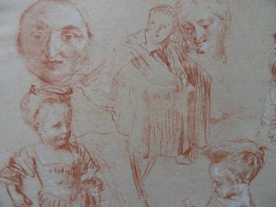 Antoine WATTEAU (d’après) - Croquis de fillette, Lithographie 2