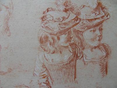 Antoine WATTEAU (d’après) - Croquis de fillette, Lithographie 2