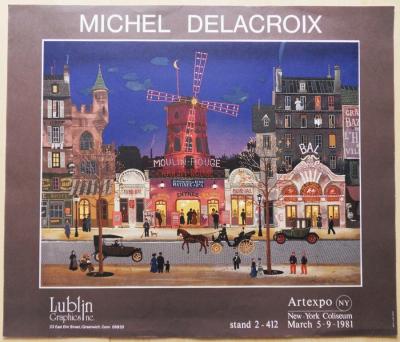 Michel DELACROIX - Paris, Devant le Moulin Rouge, Lithographie originale 2