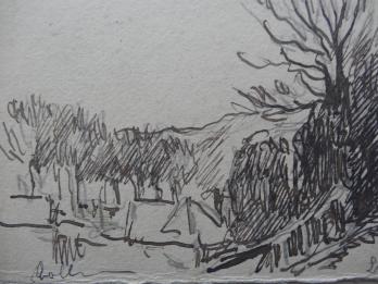 Maximilien LUCE - Paysage boisé, Dessin signé 2
