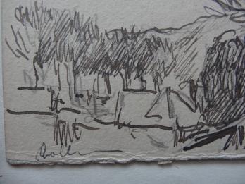 Maximilien LUCE - Paysage boisé, Dessin signé 2