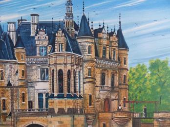 DAN GANDRE - Le chateau de Chenonceau, Lithographie 2