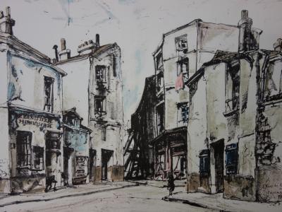 Léonard FOUJITA - Au temps de Paris, rue de la Santé et passage Prévost, Lithographie,signée dans la planche 2