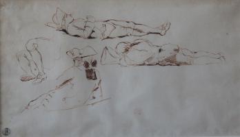 Eugène DELACROIX - Trois soldats, Dessin 2