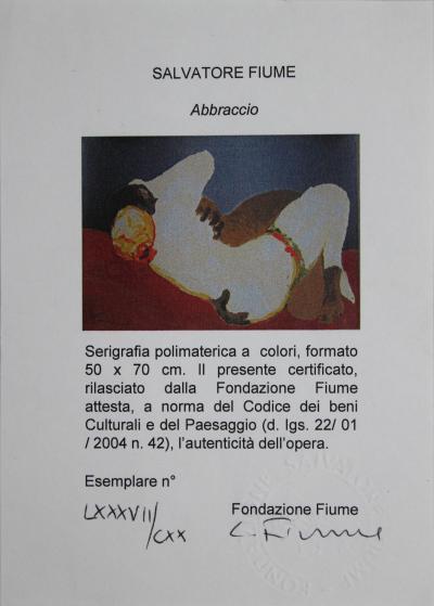 Salvatore FIUME - Abbraccio, 1992 - Sérigraphie signée au crayon 2