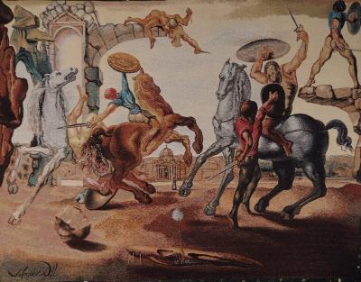 Salvador DALI (d’après) - Bataille autour d’un pissenlit - Tapisserie signée 2