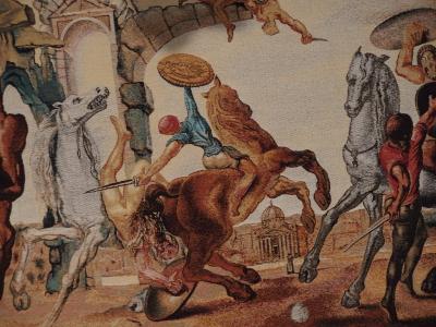 Salvador DALI (d’après) - Bataille autour d’un pissenlit - Tapisserie signée 2