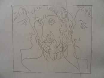 Pablo PICASSO - Trois têtes d’homme, 1931, Gravure originale 2