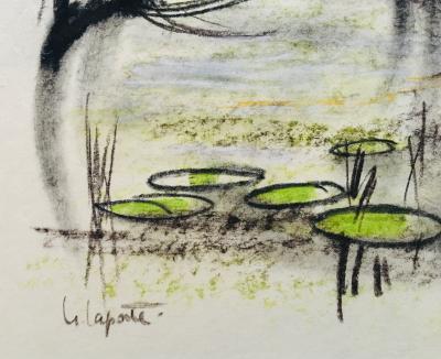 Georges LAPORTE - Les nénuphars, 1969 - Pastel original signé 2