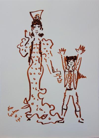 Jean COCTEAU : Famille du Torero - Lithographie signée 2
