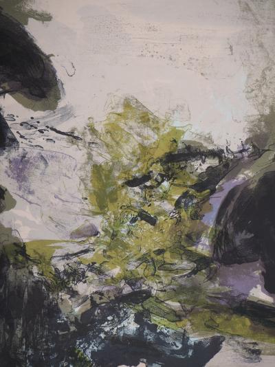 Zao WOU-KI : Paysage de montagne abstrait - Lithographie originale 2