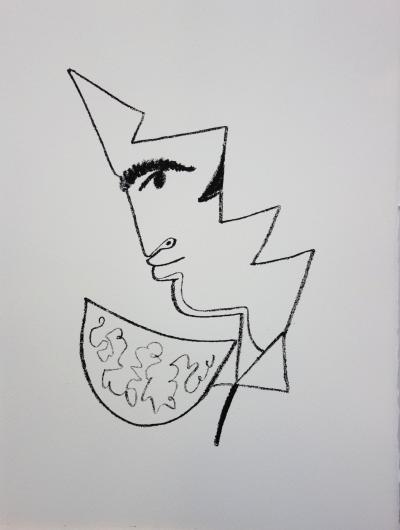 Jean COCTEAU : Toréador de profil - Lithographie, 1965