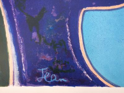 Jean COCTEAU : Deux béliers - Lithographie en couleur signée 2