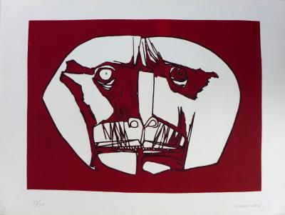 Oswaldo GUAYASAMIN - Mascara, 1973, Gravure signée 2