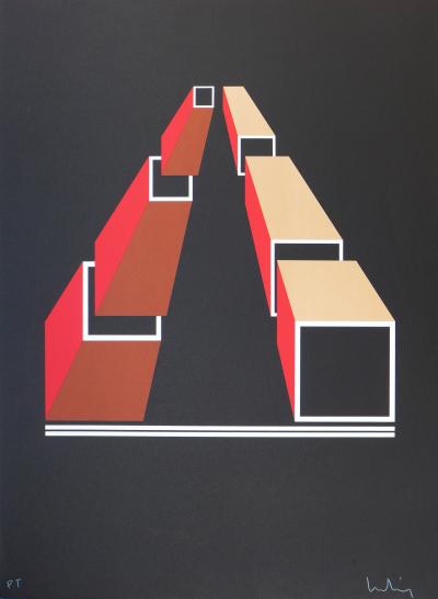 Josep MOLINS - Falsaciones del triangulo de Penrose, 2003, Lithographie signée 2