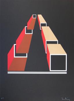 Josep MOLINS - Falsaciones del triangulo de Penrose, 2003, Lithographie signée 2