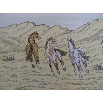 Vincent HADDELSEY - La capture des chevaux sauvages - Lithographie originale 2