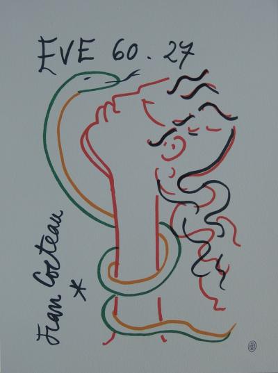 Jean COCTEAU - Eve et le serpent, Lithographie signée