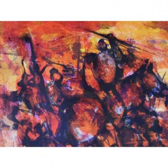 Marcel MOULY - Combat rouge, Lithographie originale signée 2