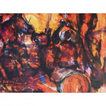 Marcel MOULY - Combat rouge, Lithographie originale signée 2