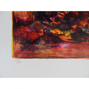 Marcel MOULY - Combat rouge, Lithographie originale signée 2