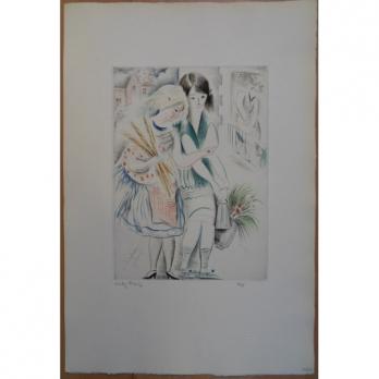 Mily POSSOZ - Les jeunes ménagères, Gravure originale signée 2
