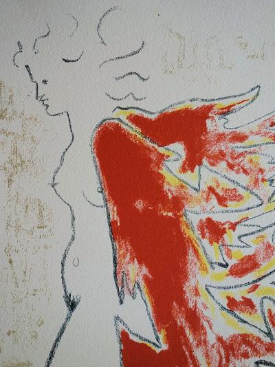 Jean COCTEAU : Femme au manteau de feu - Lithographie originale signée 2
