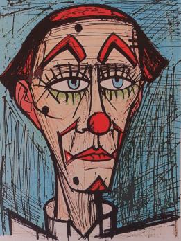 Bernard BUFFET - Clown fond bleu, Estampe 2