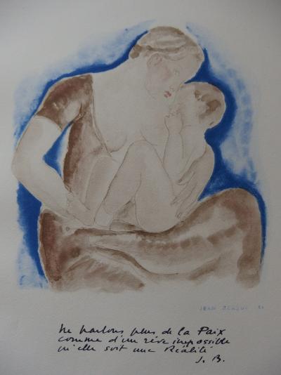 Jean BERQUE - Mère et enfant, 1932, Bois gravé original 2