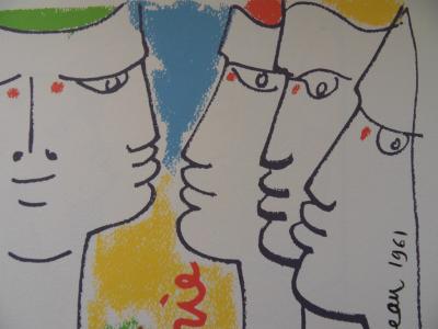 Jean COCTEAU - La Construction européenne - Lithographie - 1961 2