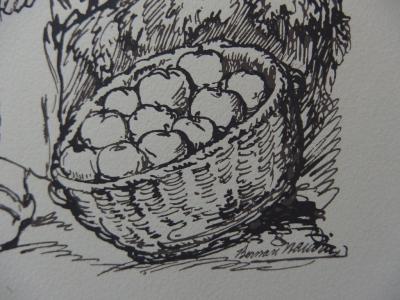 Bernard NAUDIN - La cueillette des pommes, 1932 - Bois gravé 2