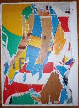 Jacques VILLEGLÉ - Collage et arrachage signé unique sur papier 2