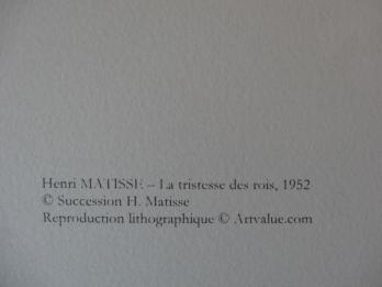 Henri MATISSE (1869-1954) - La Tristesse des rois, Lithographie 2