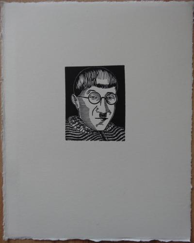 Tsuguharu FOUJITA - Autoportrait, Bois gravé 2