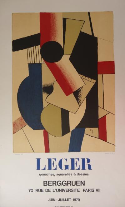 Fernand LÉGER - Guitare cubiste, Affiche en Lithographie signée 2