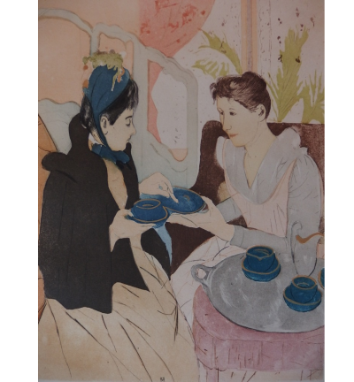 Mary CASSATT (d’après) - Le thé à l’anglaise - Gravure originale signée 2